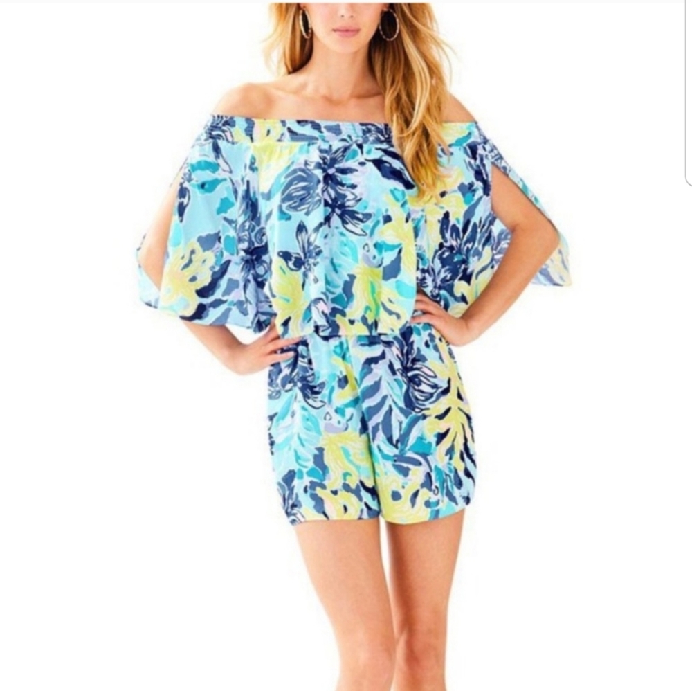Lilly Pulitzer Arbelle Off The Shoulder Romper Size S - Picture 9 of 13